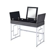 Black oak & chrome vanity desk by Acme additional picture 3