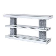 Mirrored faux diamonds console table by Acme additional picture 2