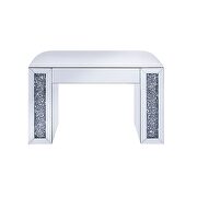 Mirrored & faux diamonds vanity desk, stool and wall art by Acme additional picture 9