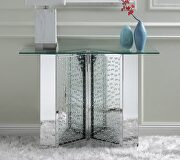 Clear glass top mirrored panels console table by Acme additional picture 2
