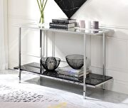 Mirrored faux marble & chrome console table additional photo 3 of 3