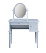 Cream fabric & gray finish vanity desk by Acme additional picture 4