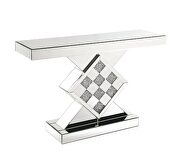 Faux diamonds & clear glass top modern glamour accent table by Acme additional picture 2