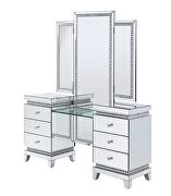 Tempered glass/ faux ice cube crystals vanity desk by Acme additional picture 2