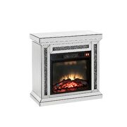 Mirrored & faux diamonds brilliant rectangular fireplace by Acme additional picture 2