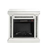 Mirrored & faux diamonds brilliant rectangular fireplace by Acme additional picture 4