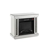 Mirrored & faux diamonds brilliant rectangular fireplace w/ led by Acme additional picture 2