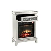 Mirrored & faux diamonds rectangular led electric fireplace by Acme additional picture 3