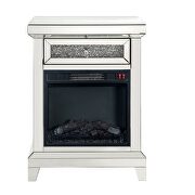 Mirrored & faux diamonds rectangular led electric fireplace by Acme additional picture 5