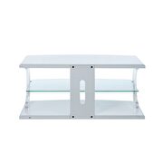 White & clear glass led tv stand by Acme additional picture 5