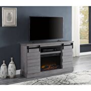 Gray oak finish tv stand with fireplace by Acme additional picture 7