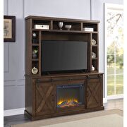 Walnut finish entertainment center with fireplace by Acme additional picture 6