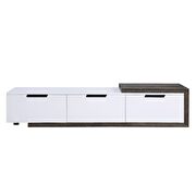 White high gloss & rustic oak finish tv stand by Acme additional picture 2