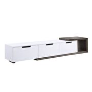 White high gloss & rustic oak finish tv stand by Acme additional picture 3