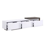 White high gloss & rustic oak finish tv stand by Acme additional picture 4