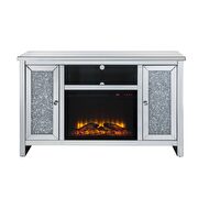 Mirrored & faux diamonds tv stand with fireplace by Acme additional picture 3