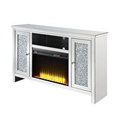 Mirrored & faux diamonds tv stand with fireplace by Acme additional picture 6