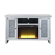 Mirrored & faux diamonds tv stand with fireplace by Acme additional picture 7