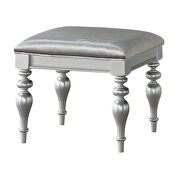 Fabric & platinum finish vanity desk, stool & mirror by Acme additional picture 2