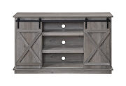 Gray finish x brace design doors TV stand by Acme additional picture 2