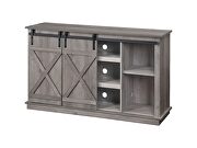 Gray finish x brace design doors TV stand by Acme additional picture 4