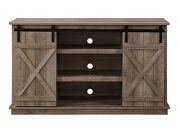 Oak finish x brace design doors TV stand by Acme additional picture 3