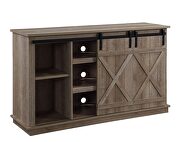 Oak finish x brace design doors TV stand by Acme additional picture 4