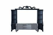 Charcoal finish w/ silver trim accent ornamental curves entertainment center by Acme additional picture 2