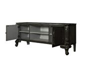Charcoal finish w/ silver trim accent ornamental curves TV stand by Acme additional picture 3