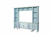 Pearl gray finish and gold trim accent entertainment center by Acme additional picture 3