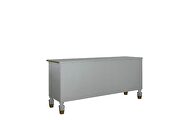 Pearl gray finish and gold trim accent entertainment center by Acme additional picture 6