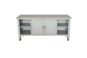 Pearl gray finish and gold trim accent entertainment center by Acme additional picture 7