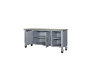 Pearl gray finish and gold trim accent TV stand by Acme additional picture 3