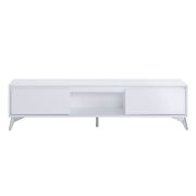 White & chrome finish TV stand w/ led touch light by Acme additional picture 4