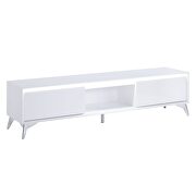 White & chrome finish TV stand w/ led touch light by Acme additional picture 5