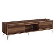 Walnut & chrome finish TV stand w/ led touch light by Acme additional picture 3