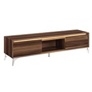 Walnut & chrome finish TV stand w/ led touch light by Acme additional picture 5