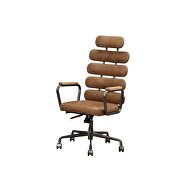 Retro brown top grain leather executive office chair additional photo 2 of 5