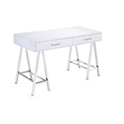 White high gloss & chrome finish desk by Acme additional picture 2