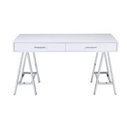 White high gloss & chrome finish desk by Acme additional picture 3