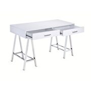 White high gloss & chrome finish desk by Acme additional picture 4