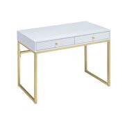 White & brass coleen desk by Acme additional picture 2