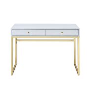 White & brass coleen desk by Acme additional picture 3