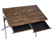 Weathered oak finished wood/ chrome x legs desk by Acme additional picture 2