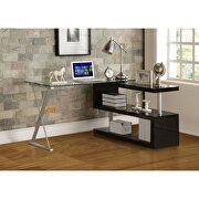Black high gloss & clear glass desk w/swivel by Acme additional picture 8