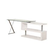 White high gloss & clear glass desk w/swivel by Acme additional picture 2
