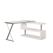 White high gloss & clear glass desk w/swivel by Acme additional picture 3
