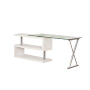 White high gloss & clear glass desk w/swivel by Acme additional picture 5