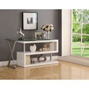 White high gloss & clear glass desk w/swivel by Acme additional picture 7