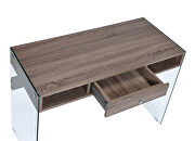Gray oak top and clear tempered glass base desk by Acme additional picture 2